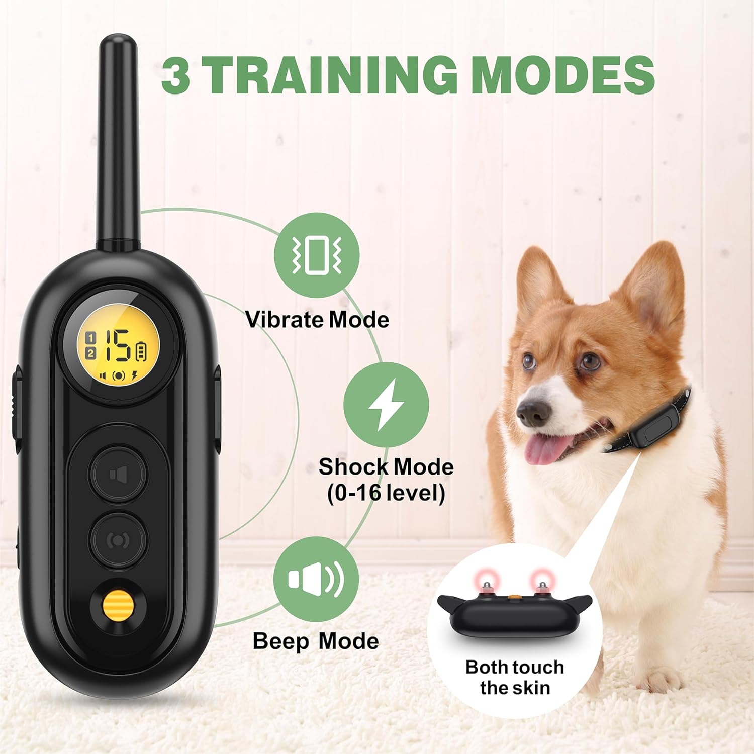 TOPDAY Dog Shock Collar -1000Ft Dog Training Collar with Remote for 5-130lbs Small Medium Dogs Rechargeable IPX7 Waterproof e Collar with 3 Training Modes Beep,Vibration(1-16),Safe Shock(Black)