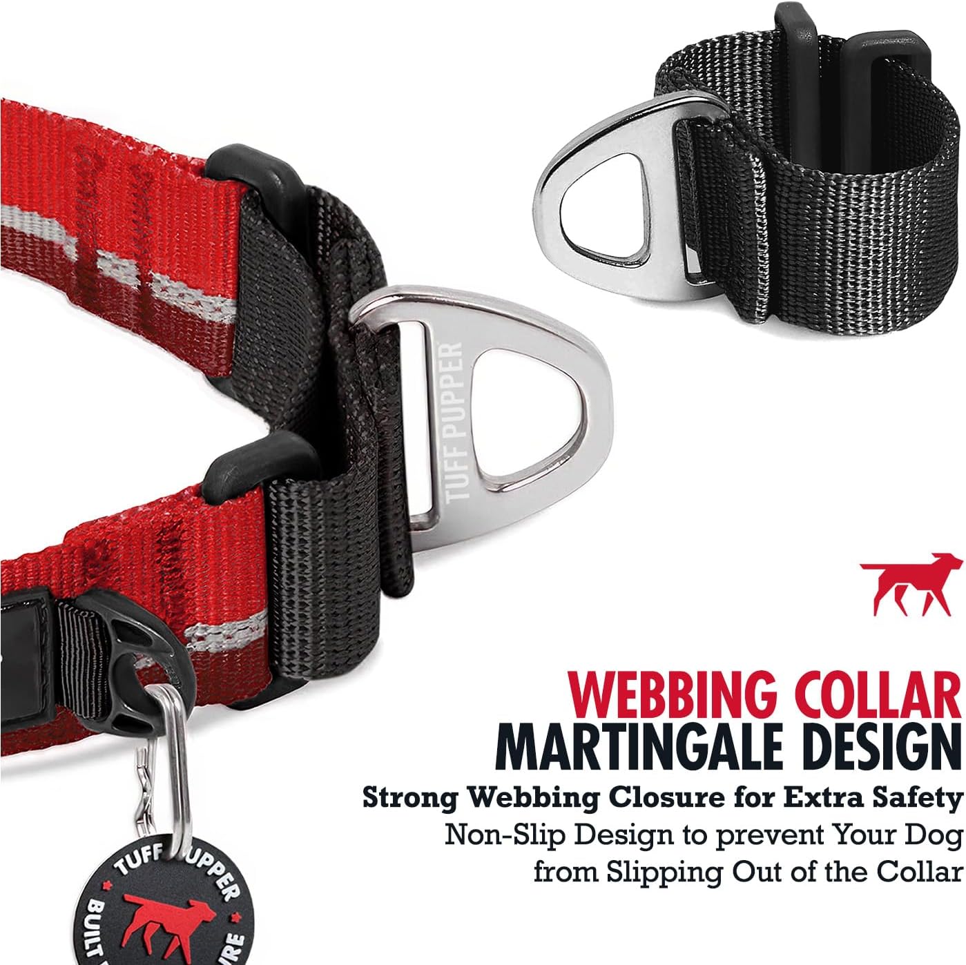 Tuff Pupper Martingale Collar for Dogs | Gentle Nylon Limited Cinch is Perfect for Training | Durable Locking Buckle | Reflective for Safer Night Walking | Sizing for All Breeds (Blue, Medium)