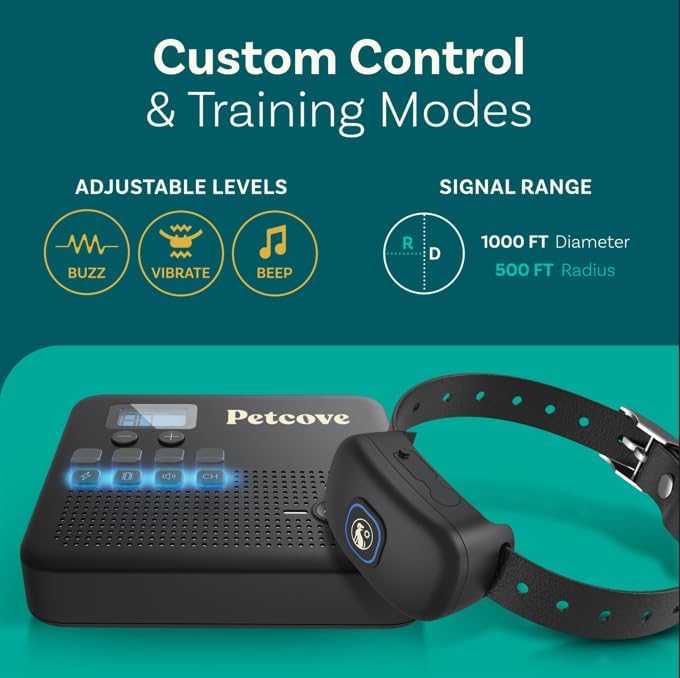 Wireless Dog Fence  Remote Training Collar, 2.4GHz Non-GPS Fence for Dogs Wireless, 2 in 1 Wireless Dog Fence System, Buzz, Noise, Vibration Collar Electric Fence for Dogs No Wire
