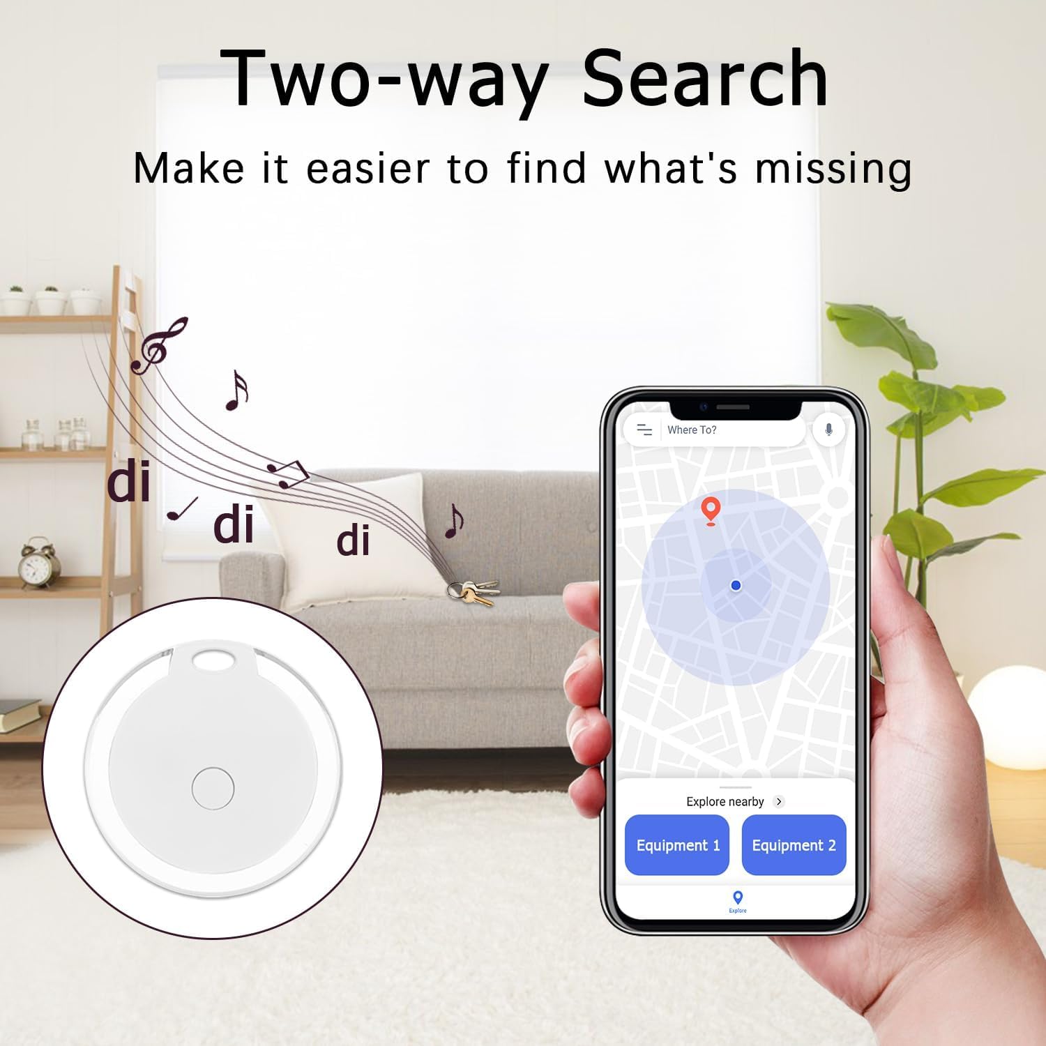 2 Pack Smart Bluetooth Tracker Bluetooth Key Finder – Key Locator Device with App,GPS Tracking Device for Kids Pets Keychain Wallet Luggage,APP Control Compatible iOS Android,No Monthly Fee (Black)