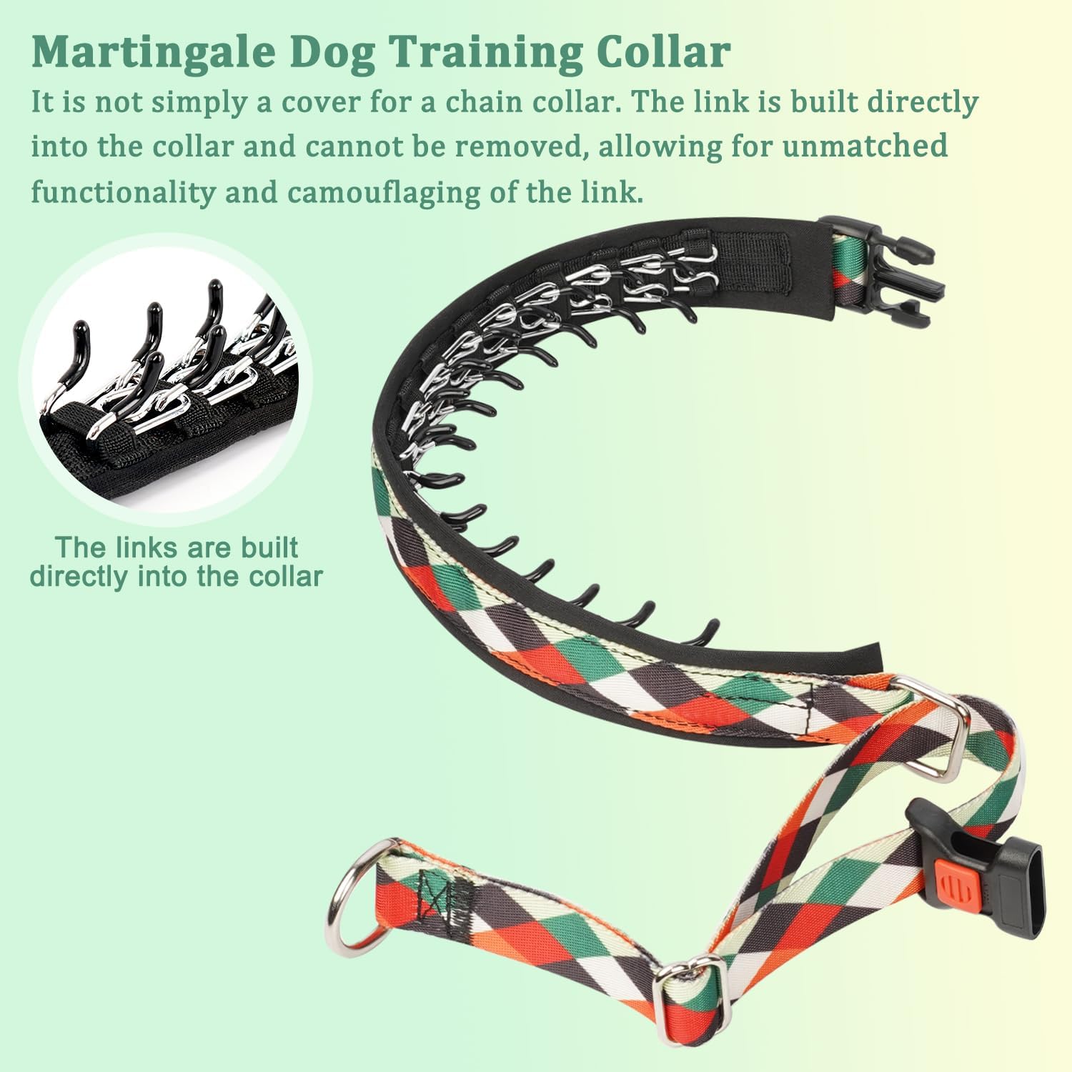Martingale Collar for Dogs, No Pull Dog Collar with American Flag for Small Medium Large Dogs, Adjustable Funny Dog Collar with Buckle for Training Walking Hunting (Rainbow, M)