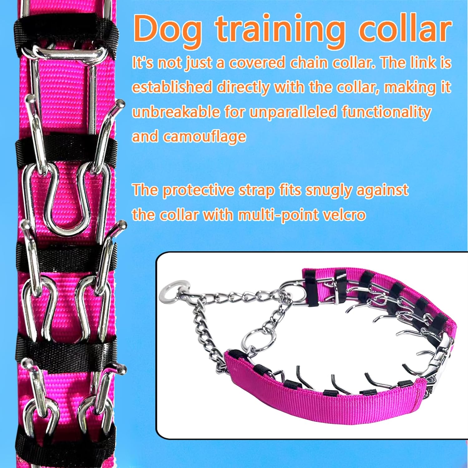 Prong Training Collar for Dogs, Adjustable Dog Pinch Collar with Quick Release Buckle, No Pull Collar for Small Medium Large Dogs, Extra Link and Caps