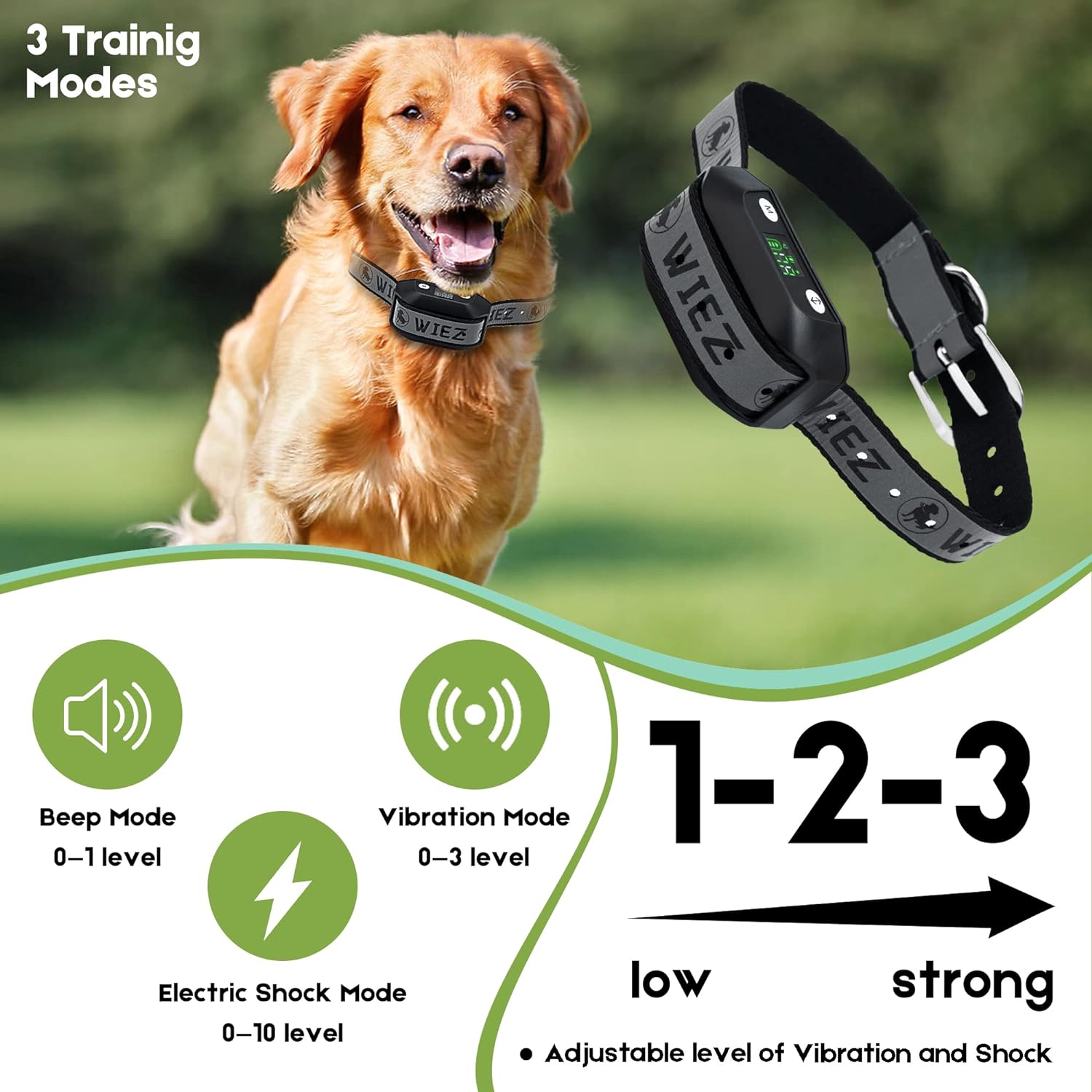 WIEZ GPS Wireless Dog Fence, Electric Dog Fence for Outdoor,Pet Containment System,Range 65-3281ft, Adjustable Warning Strength, Rechargeable, Harmless and Suitable for All Dogs