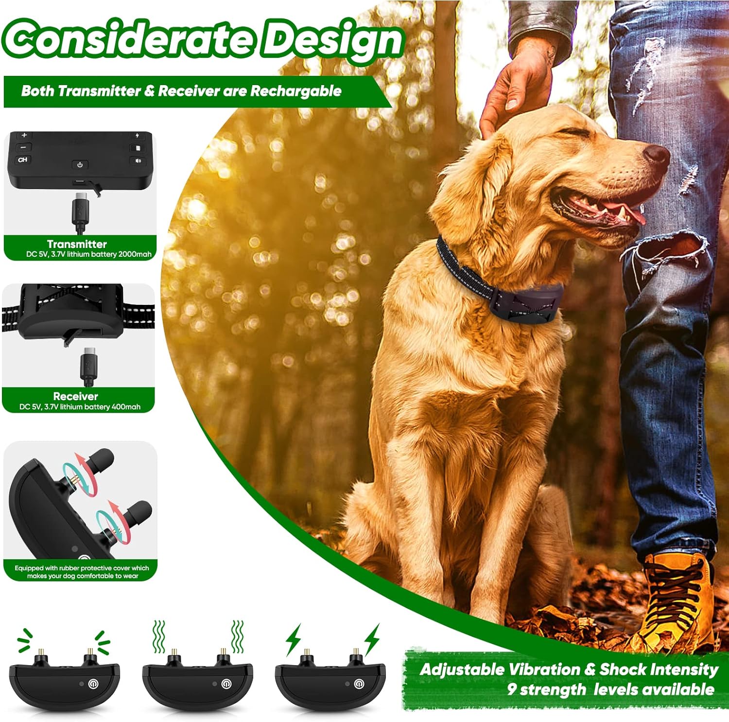 Wireless Dog Fence,2023 Wireless Boundary Containment System,2-in-1 Electric Dog Fence Remote Training Collar,Adjustable Vibration Shock,IP65 Waterproof Training Collar for Large and Medium Dogs