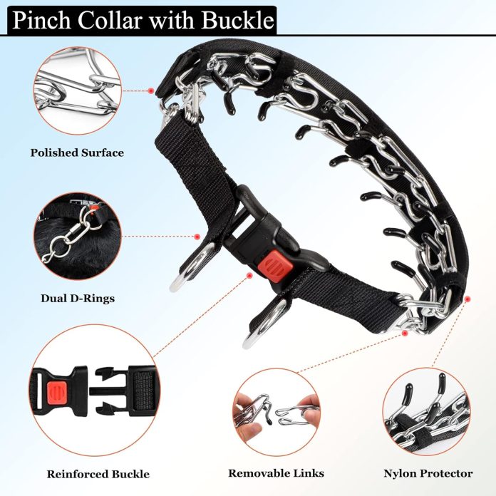 dog prong traing collar choke pinch collar for dogs 2 extra linksdog whistlecover with snap buckle and rubber caps no pu