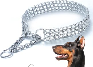 dog chain collar stainless steel adjustable walking collar metal cuban link dog collar chew proof triple row chain dog c