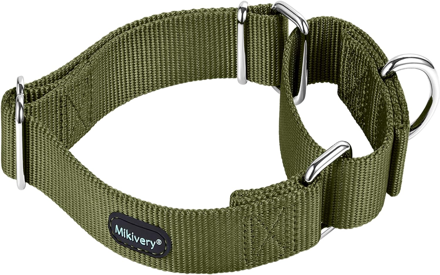 Martingale Dog Collar Nylon Adjustable and Safety Training Colourful Comfortable Metal Buckle Pet Collars for Small Medium and Large Dogs(Military Green,M)
