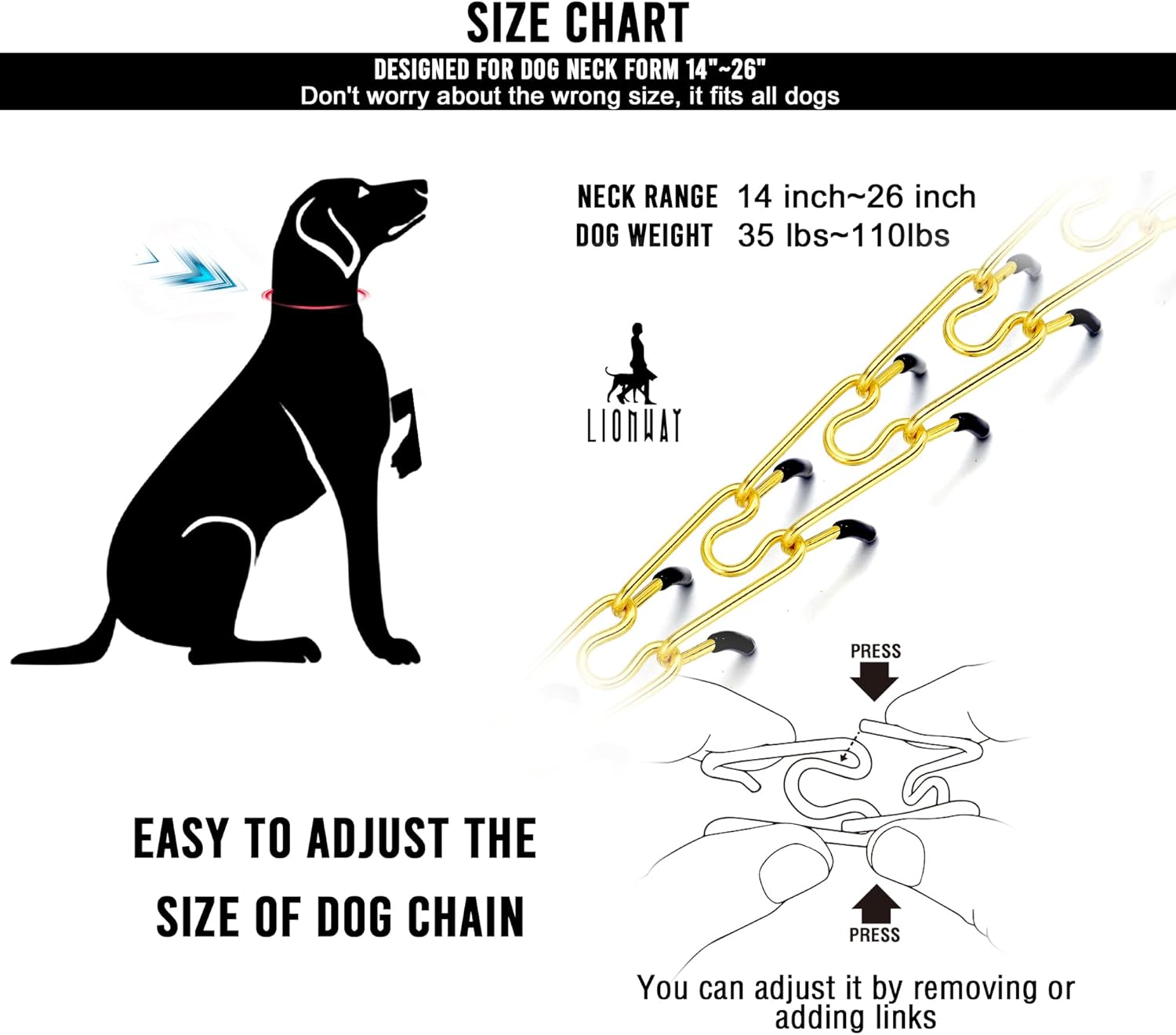 Dog Chain Collar with Quick Release Gold Chain Dog Training Collars No Pull Martingale Collar Stainless Steel Metal Chain Collar for Large Medium Small Breeds Dogs