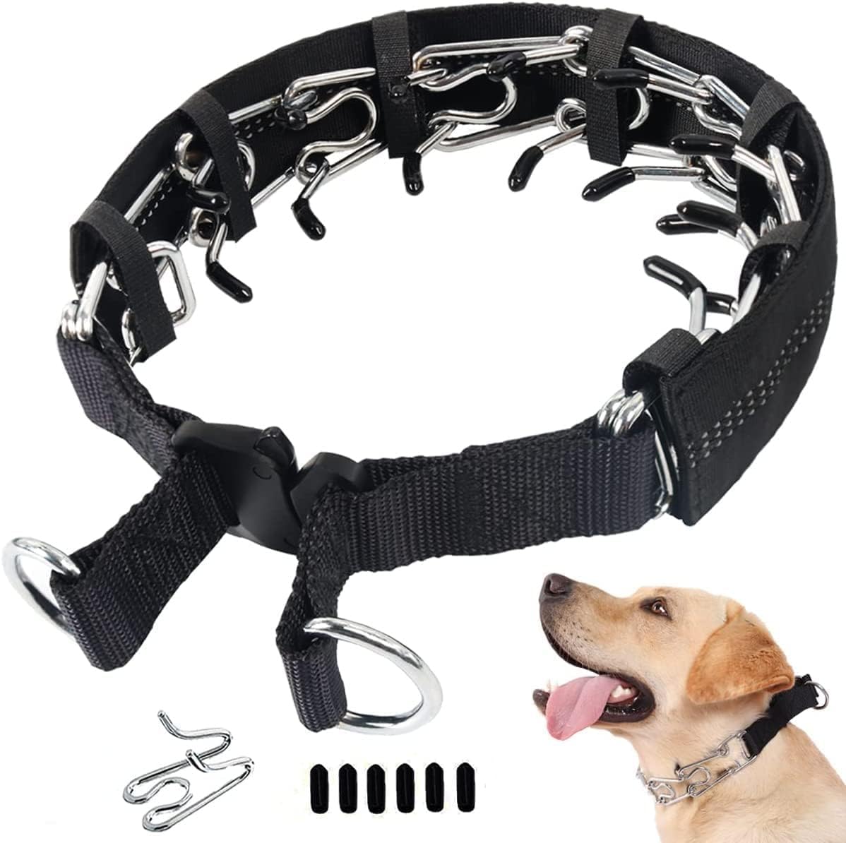 Dog Prong Training Collar, Prong Collar for Dogs, Adjustable Dog Chain Collar with Comfort Tips and Quick Release Snaps (X-L)