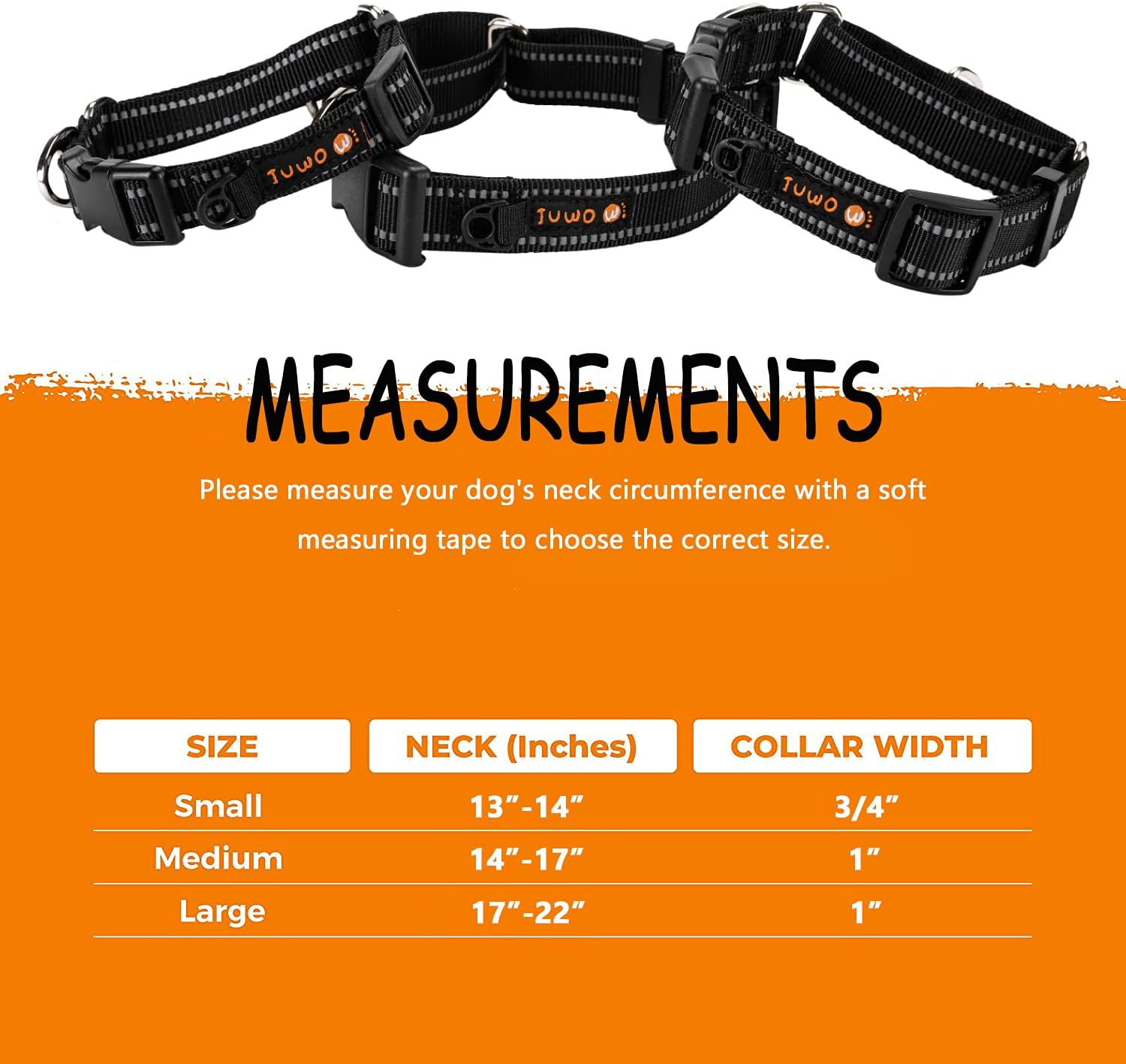 Martingale Nylon Safety Training Collar,Buckle Reflective Adjustable Heavy Duty Slip Collar for Small Medium Large Dogs, No-Pull Training Collar for Training(Black, 14-17 Neck x 1 Wide)