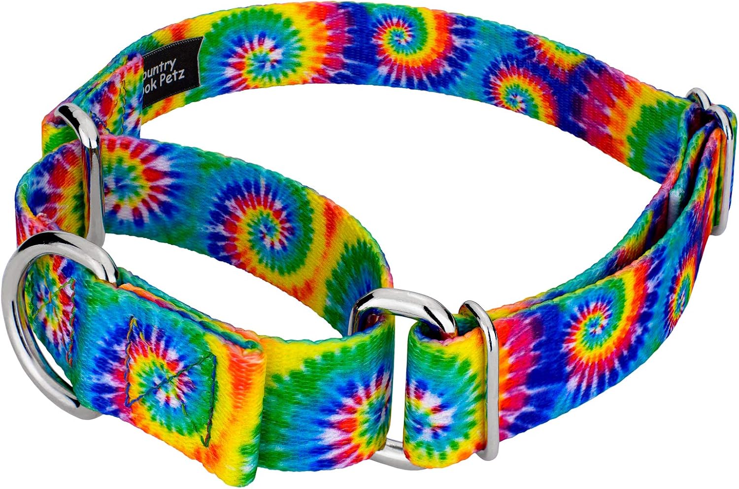 Country Brook Petz - Classic Tie Dye Martingale Dog Collar - Groovy Collection featuring Far Out Designs (1 Inch, Large)