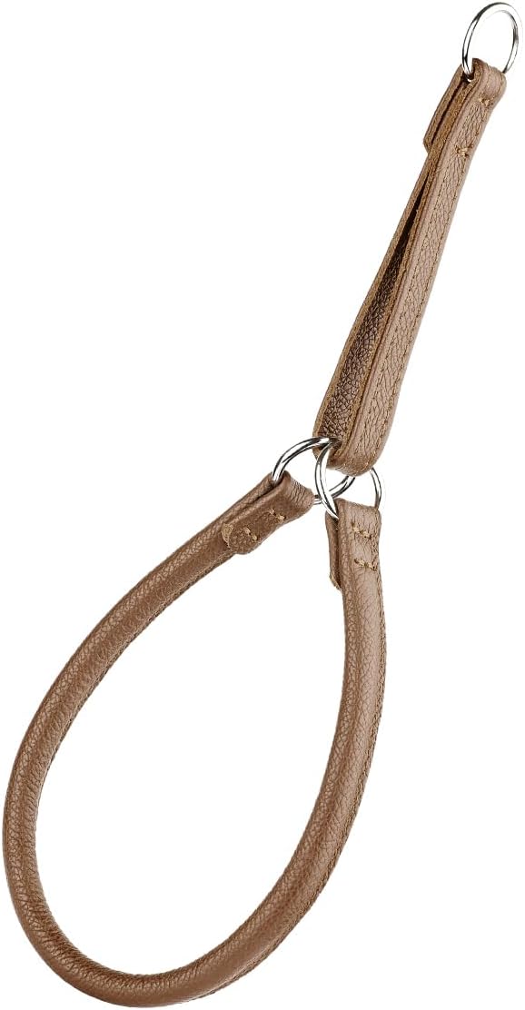 Dogline 1/2-Inch Wide Soft Rolled Genuine Leather Martingale Collar, 24-Inch, Brown