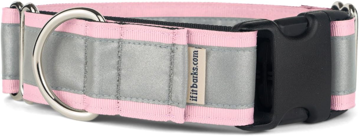 If It Barks - 1.5 Reflective Martingale Collar with Quick Snap Buckle for Dogs - Adjustable - Made in USA - Strong, Durable, and Comfy - Ideal for Training - Fits Most Breeds - Medium, Pink