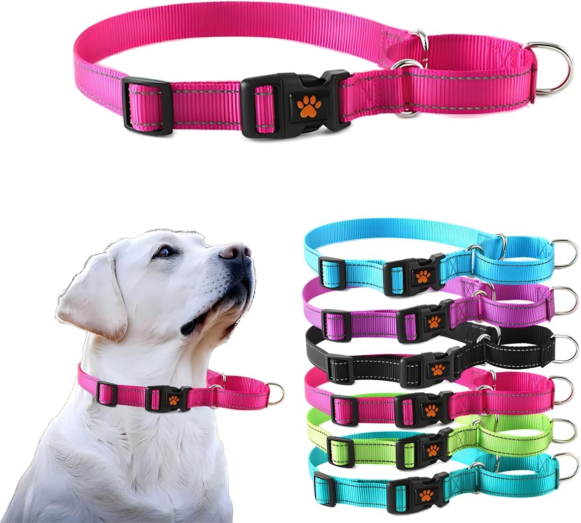 Martingale Collar for Dogs,Reflective Dog Collar Leash Set with Quick Release Buckle No-Pull Collars Adjustable for Small Medium Large Dogs Black,XL Martingale Collar+Leash