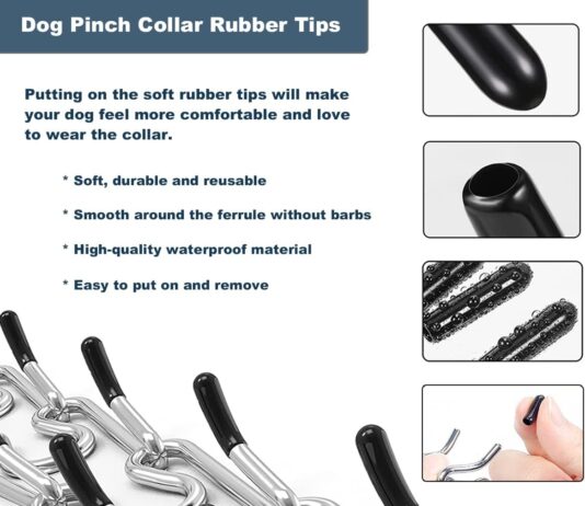 mayerzon dog prong collar cover reflective nylon protector with 4 stainless steel extra links and 40 rubber tips for pin 3