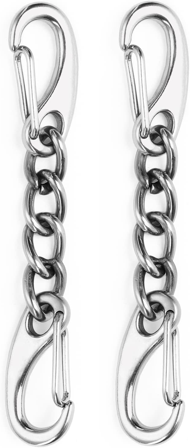 Metal Dog Collar Safety Clip, 2 Pack Stainless Steel Dog Collar Backup Clip for Prong Collar, Dog Harness, Pinch Collar, Gentle Lead with Carabiner