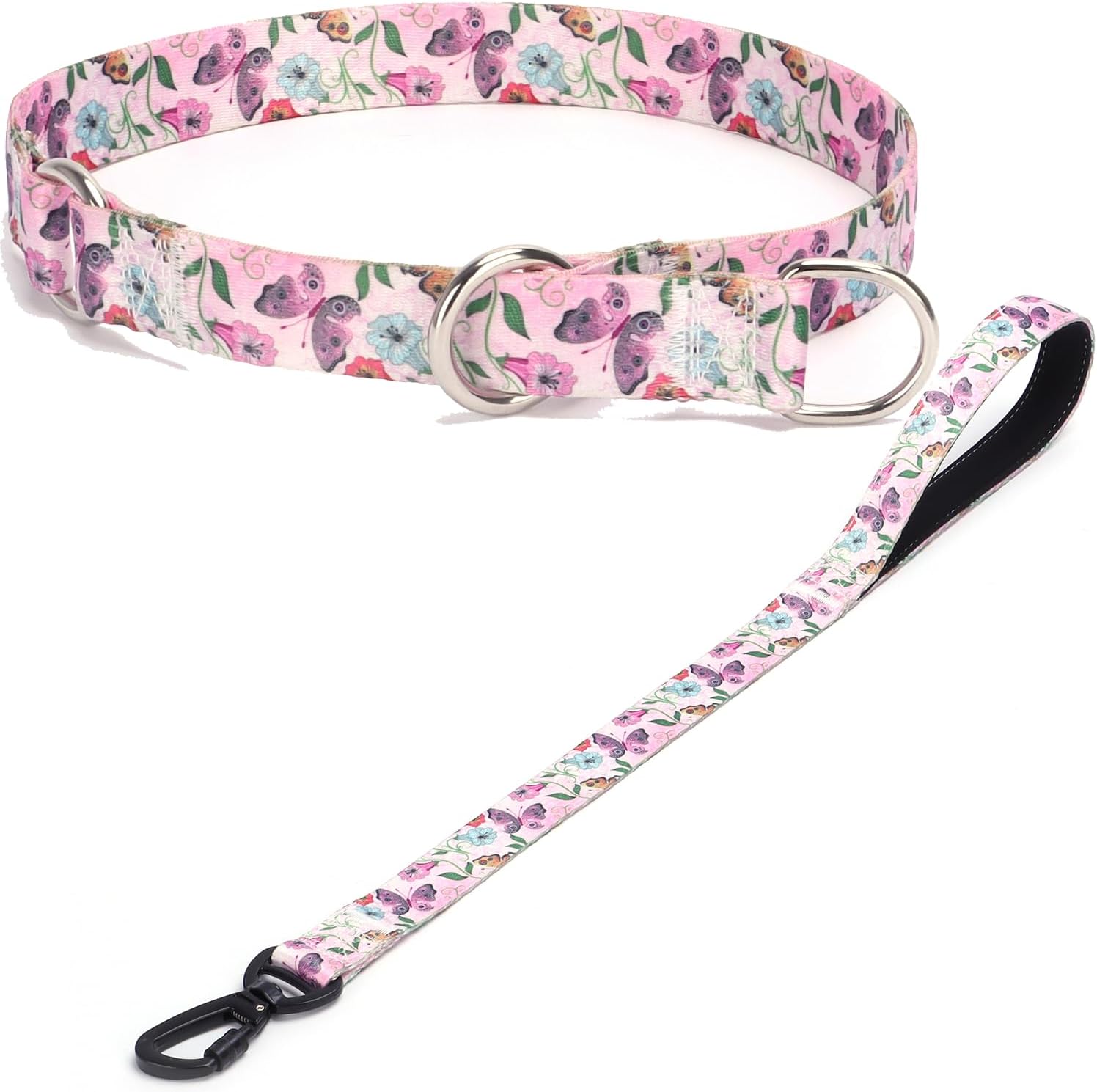 Martingale Dog Collar - No Pull Training Collar with Flower Multicolor Cute Patterns - Premium No Slip Collar with Slidable Stop Ring - Suitable for Small, Medium, Large Dogs (L, Skull)