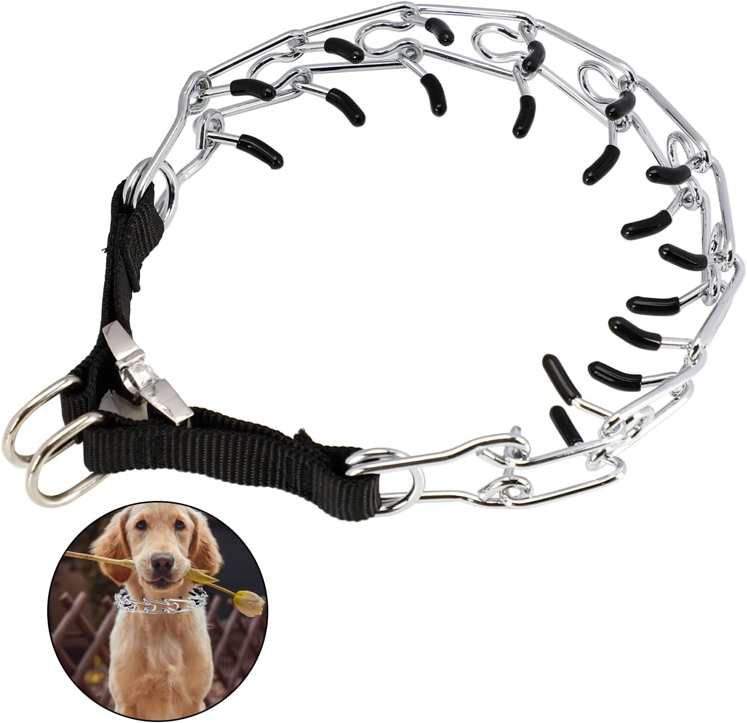 Quick Release Prong Collar Pinch Dog Collar Adjustable Stainless Dog Collar with Metal Buckle Prong Training Pinch Collar for Dogs Large Breed