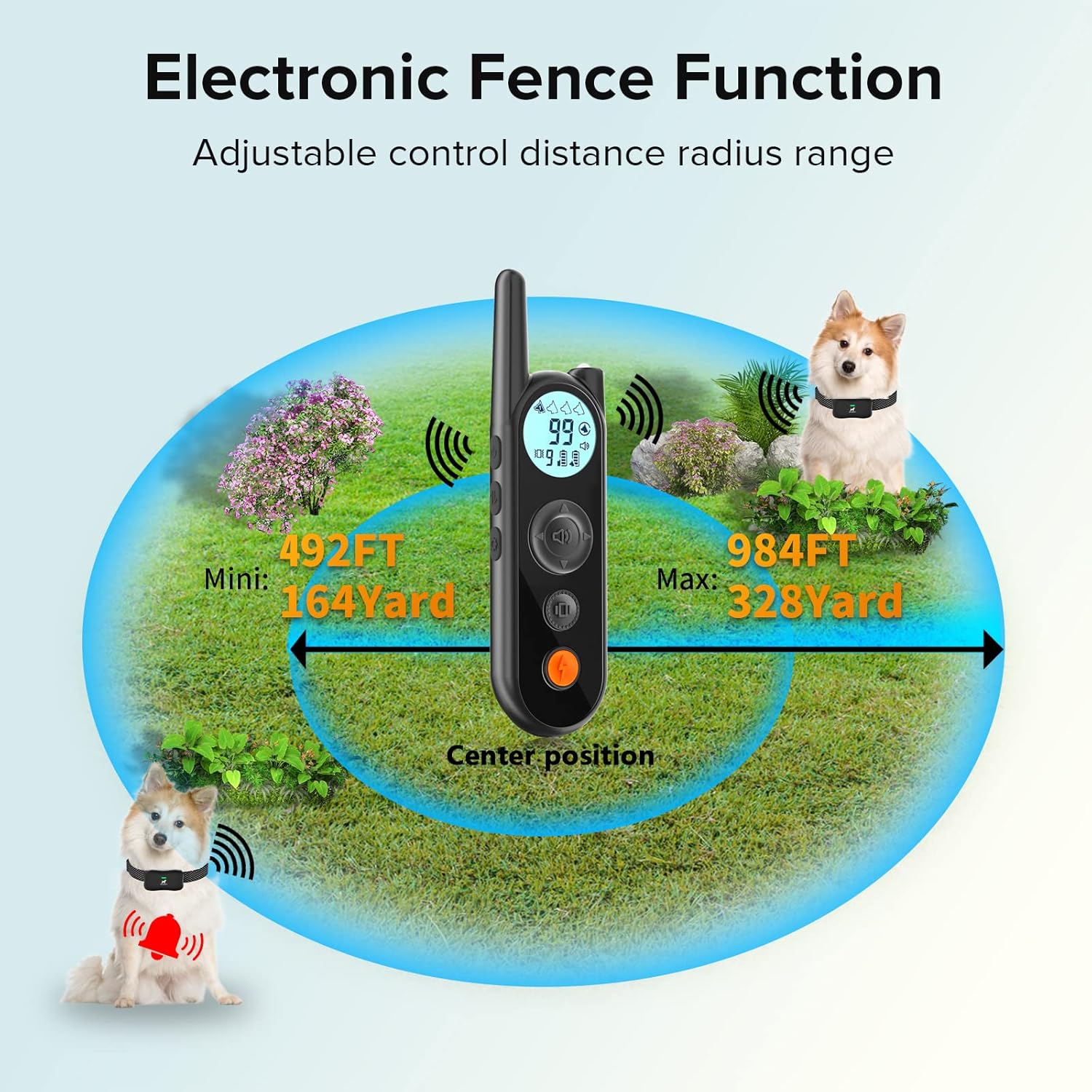 Wireless Dog Fence System, Universal Dogs Training Collar with Invisible Fence, Range 25-3500FT, Vibrate/Beep/Shock Mode, Adjustable Warning Strength, One Charging for 185 Days, Waterproof