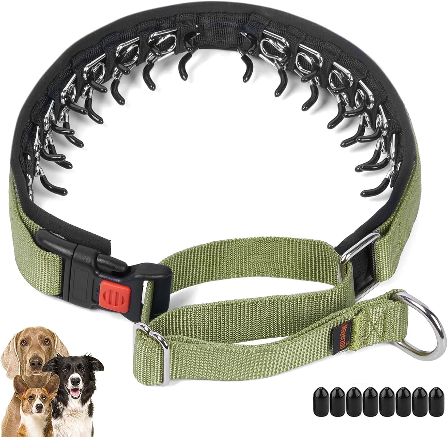 Mayerzon No Pull Dog Collar, Patented Martingale Collar for Small Medium Large Dogs, Dog Anti Pull Collar with Buckle and Heavy Duty Nylon for Walking Training Hunting, Safe and Easy to Use