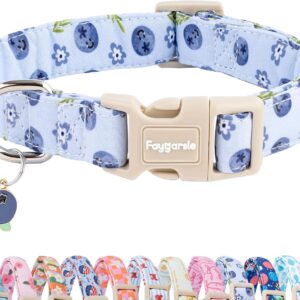 Faygarsle Blueberry Pattern Dog Collar for Summer Light Blue