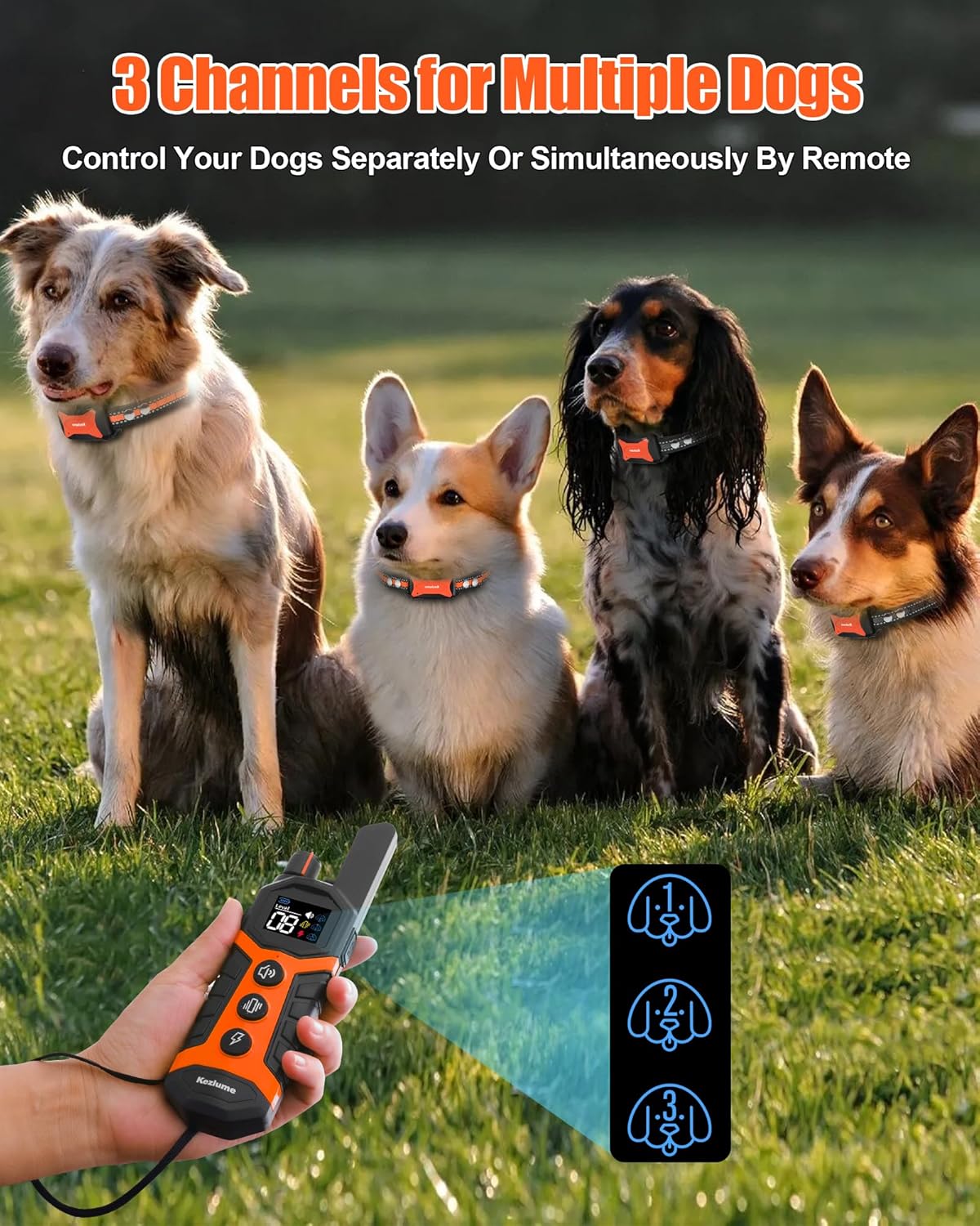 Dog Shock Collar - 4000FT Dog Training Collar with Remote Innovative IP67 Waterproof with 3 Training Modes, Rechargeable E-Collar for All Breeds 5-120lbs Small Medium Large Dogs(2 Pack Orange)