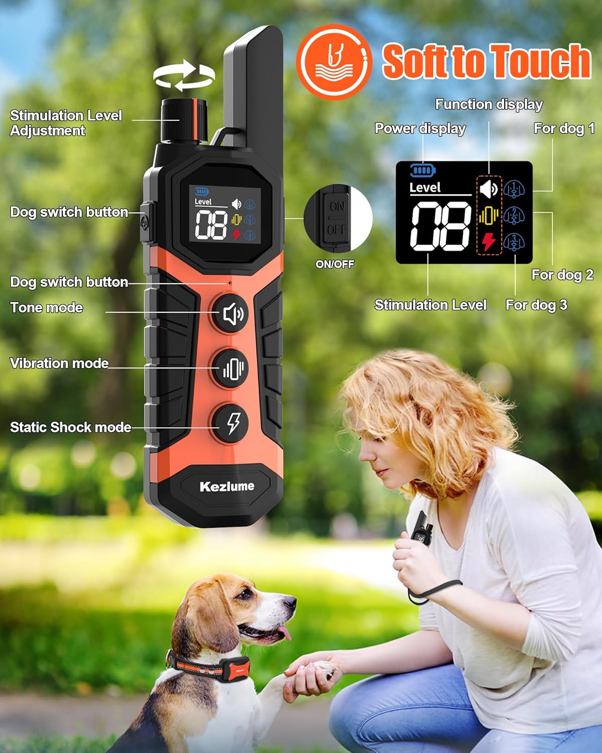 Dog Shock Collar - 4000FT Dog Training Collar with Remote Innovative IP67 Waterproof with 3 Training Modes, Rechargeable E-Collar for All Breeds 5-120lbs Small Medium Large Dogs(2 Pack Orange)