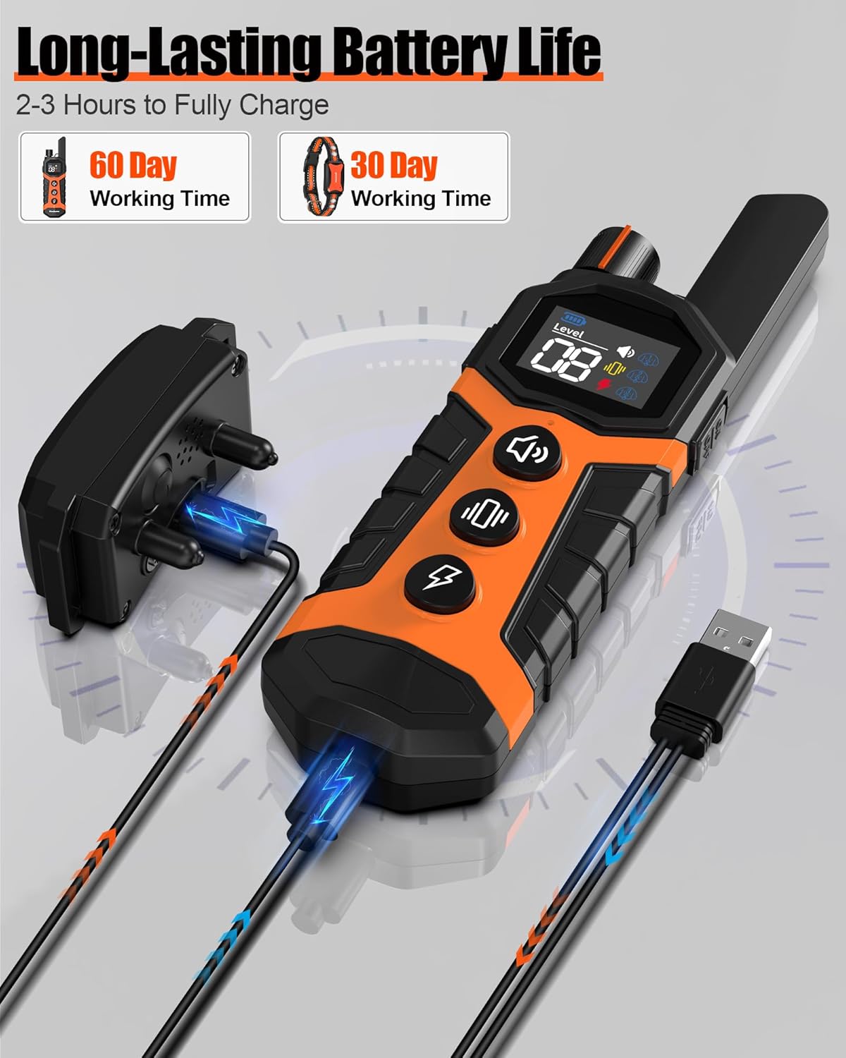 Dog Shock Collar - 4000FT Dog Training Collar with Remote Innovative IP67 Waterproof with 3 Training Modes, Rechargeable E-Collar for All Breeds 5-120lbs Small Medium Large Dogs(2 Pack Orange)