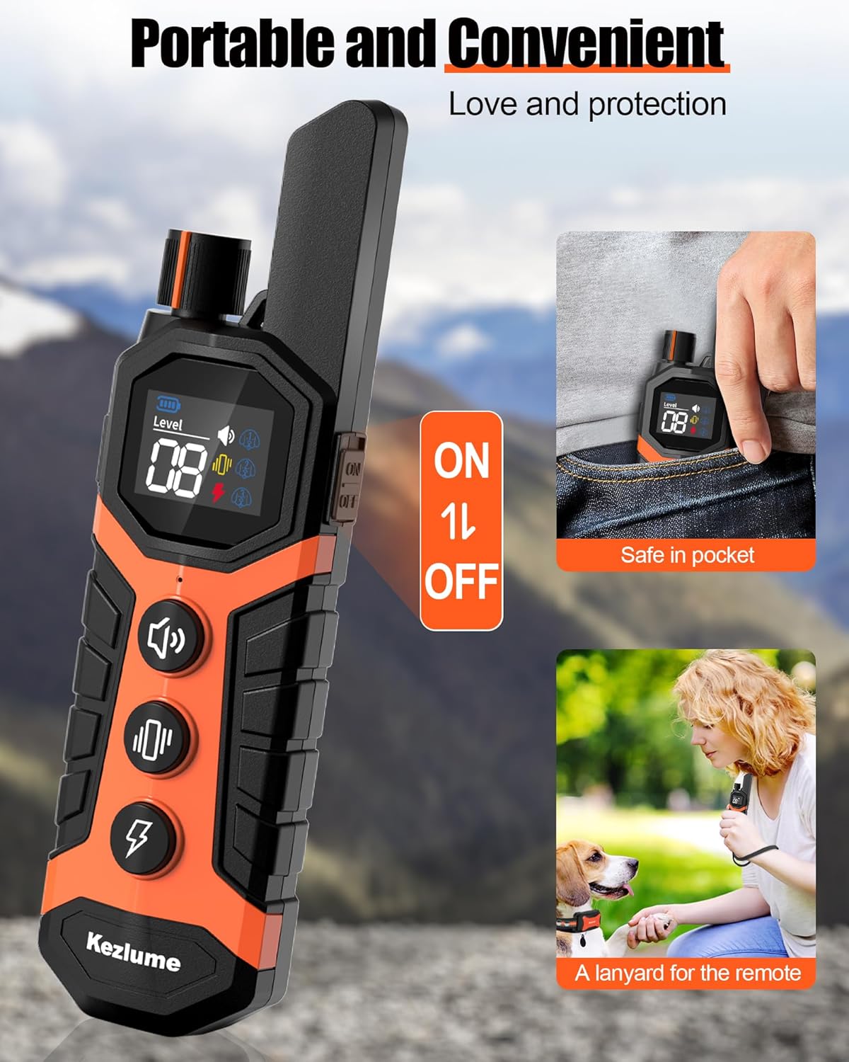 Dog Shock Collar - 4000FT Dog Training Collar with Remote Innovative IP67 Waterproof with 3 Training Modes, Rechargeable E-Collar for All Breeds 5-120lbs Small Medium Large Dogs(2 Pack Orange)