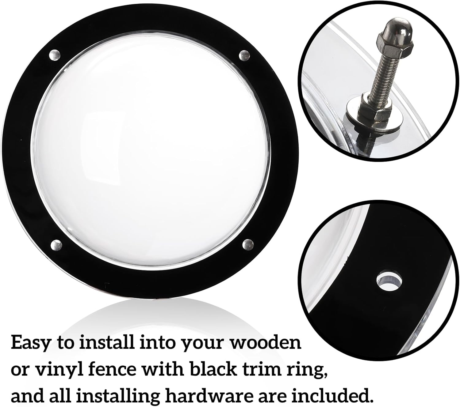 Goaste 2 Pack Dog Fence Window, 12.4 Inch Clear Pet Dome, Durable Plastic Pet Peek Windows Playground, Doggie Fence Safe Domes, Pets Supply for Dog Cat Horse, 12.4 x 4.9 Inch