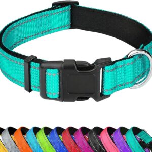 PWOD Reflective Dog Collar, Adjustable Soft Neoprene Padded Nylon Pet Collars with Buckle