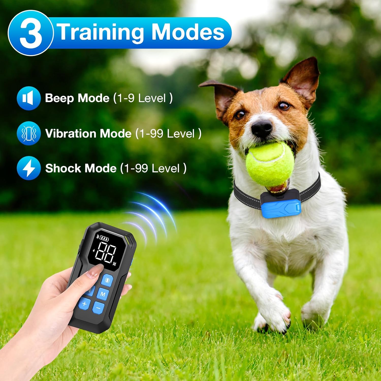 CPPSLEE Wireless Fence for Dogs, Adjustable Range Up to 1000Ft, 2 in 1 Wireless Dog Fence System with Waterproof and Rechargeable Dog Training Collars
