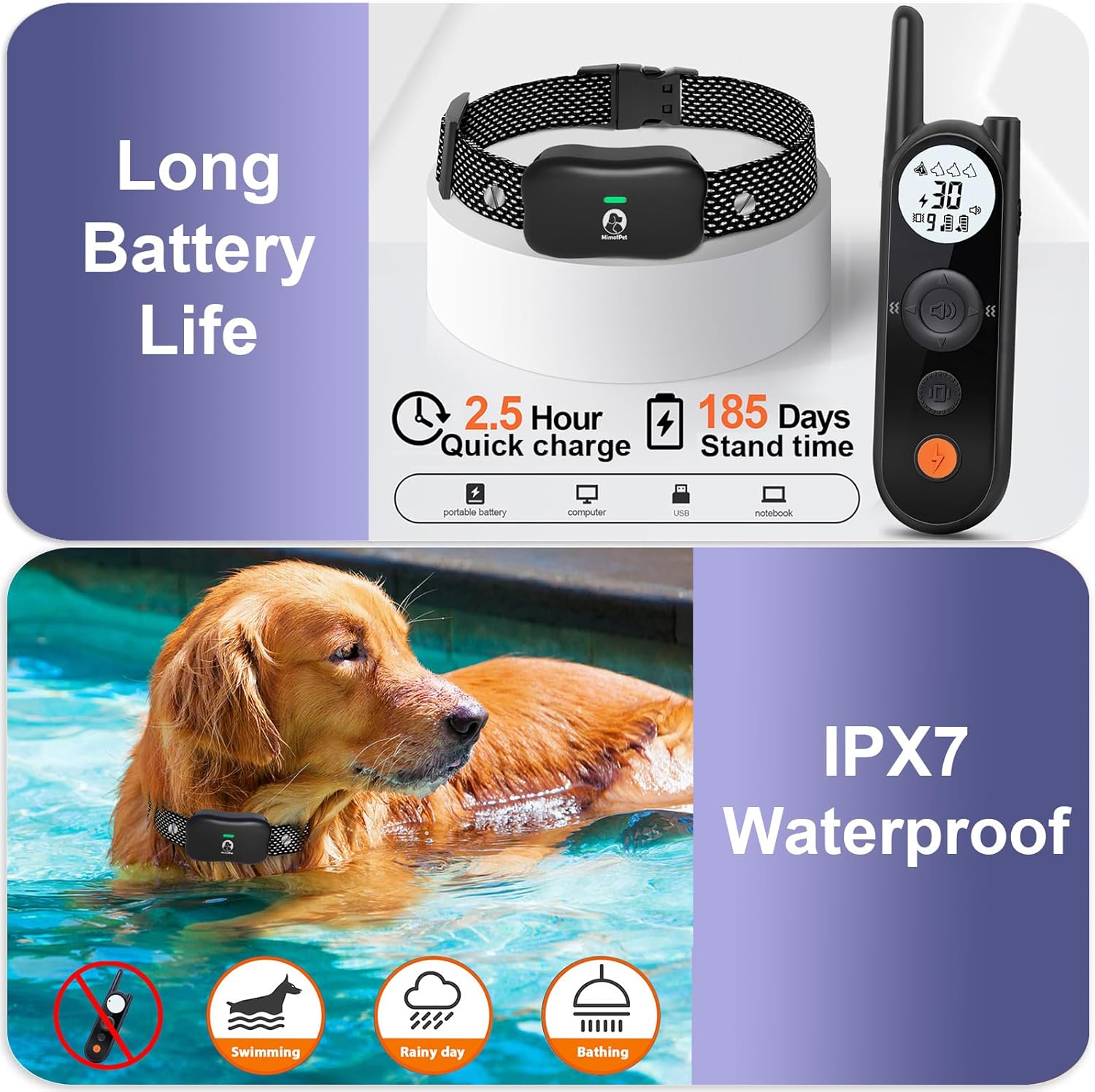 MIMOFPET Wireless Dog Fence for 2 Dogs - Covers up to 856-Acre Electric Fence,6000FT Waterproof Collar with Remote,Rechargeable Pet Containment System with 3 Training Modes for Large Medium Dogs