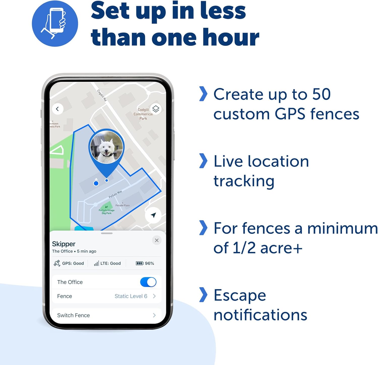 PetSafe Guardian GPS 2.0 Dog Fence + Tracking – Wireless Dog Fence with Reliable Dual Frequency GPS Tracking – Smaller Collar for All Breeds 10 lbs and Above – Subscription Required