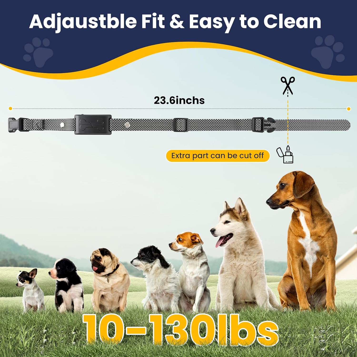Wireless Dog Fence, Electric Fence for 2 Dogs 185 Days Standby Time Training Collar, Flash Light  Waterproof Outdoor Portable Dog Perimeter Collar with 3 Training Mode for Large Medium Dogs