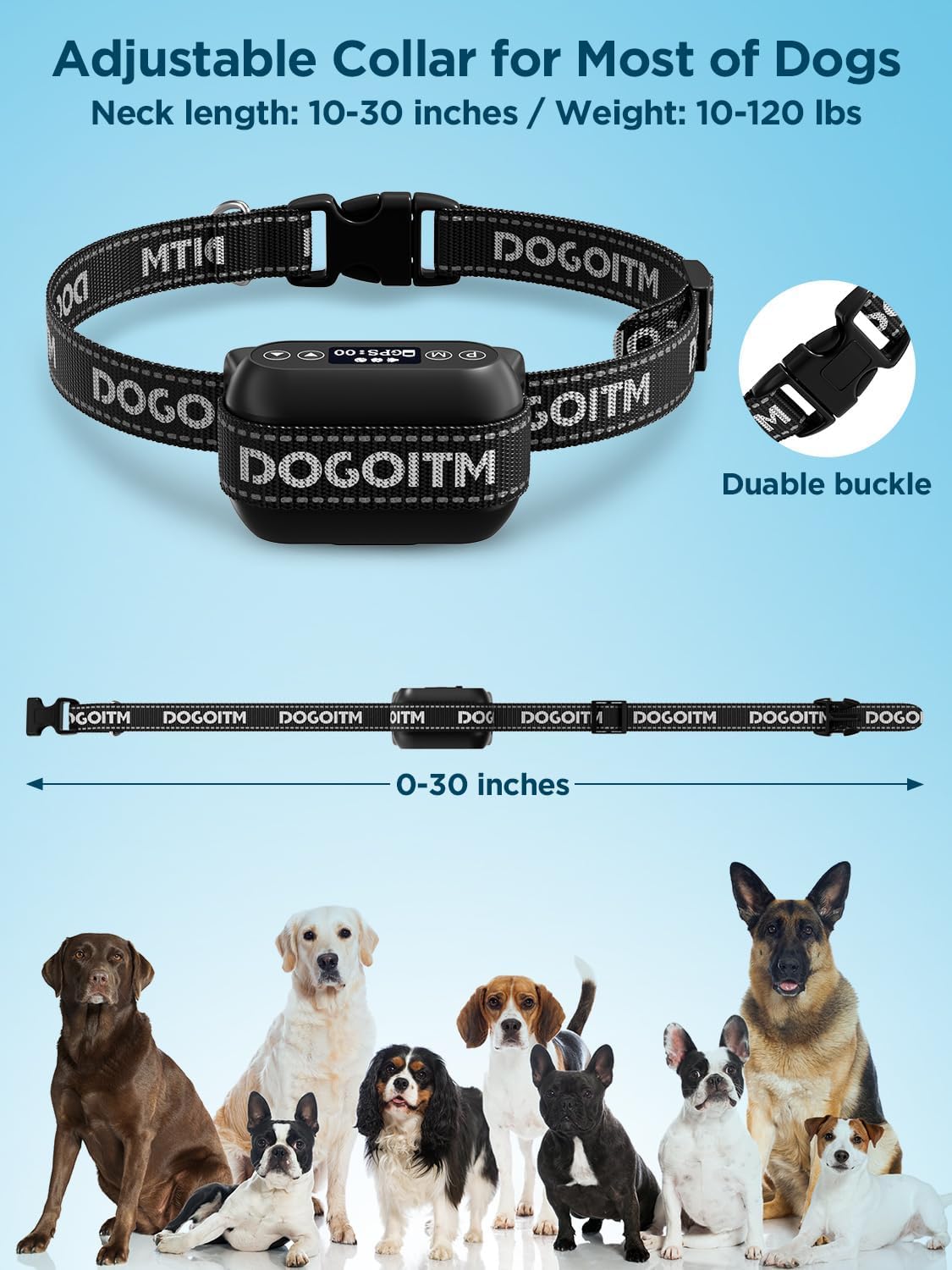 Wireless Dog Fence for 2 Dogs, Pet Containment System with AI Smart GPS Signal for Outdoor, Waterproof and Rechargeable Dog Collar Fence with 3 Warning Modes, Range 65-3290 FT for Most of Dogs