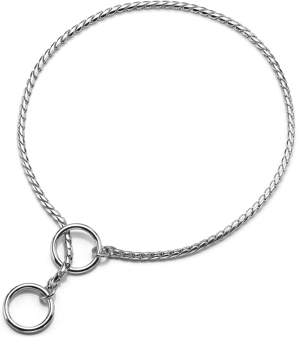 Metal Chain Dog Choke Collar, Puppy Pet Snake Chain Stainless Steel Slip Chain Collar for Dogs Walking Training