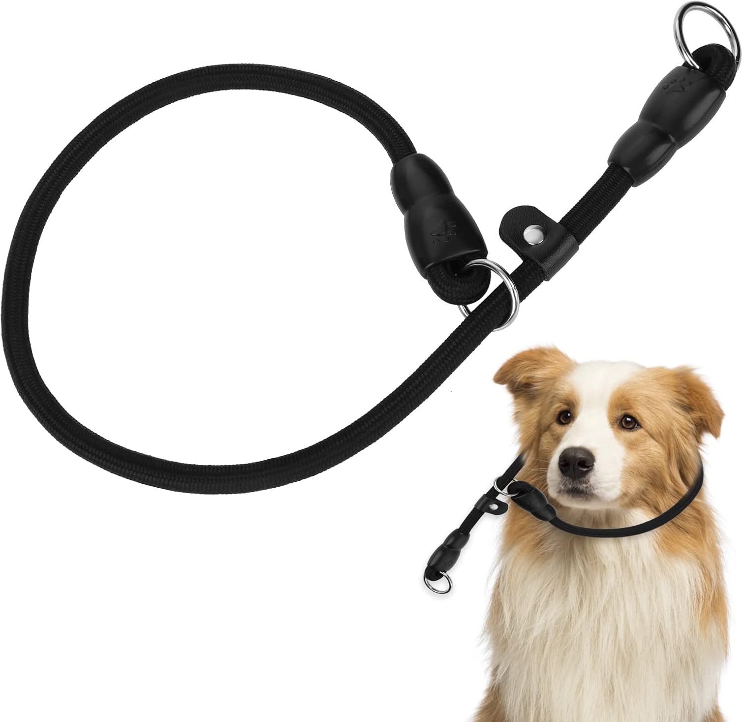 Slip Dog Training Choke Collar - Round Nylon Rope No Pull P-Collar for Small Medium Large Dogs (Black S)