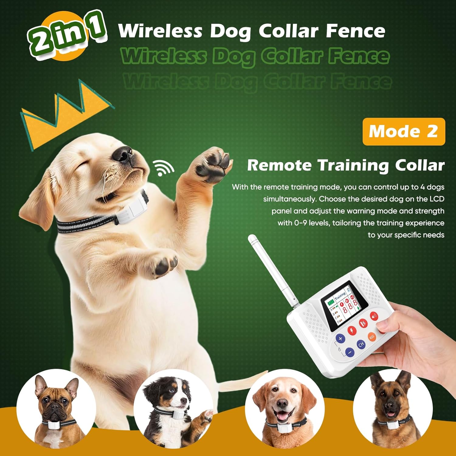 Wireless Dog Fence System, 2025 Electric Fence for Dog  Training Collar with Big LCD Screen, Portable Wireless Fence with 2.4GPFC Antenna, Waterproof  Adjustable Dog Perimeter Collar (For 2 Dogs) Wireless Dog Fence System, 2025 Electric Fence for Dog  Training Collar with Big LCD Screen, Portable Wireless Fence with 2.4GPFC Antenna, Waterproof  Adjustable Dog Perimeter Collar (For 2 Dogs)