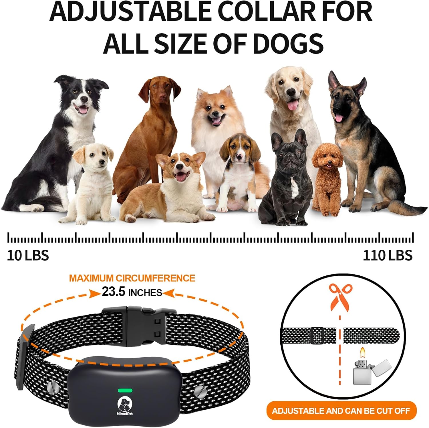 MIMOFPET Wireless Dog Fence System for 2 Dogs - Up to 3500ft Adjustable Electric Fence,Waterproof Training Collar Rechargeable,Pet Containment System for Large Medium Dogs