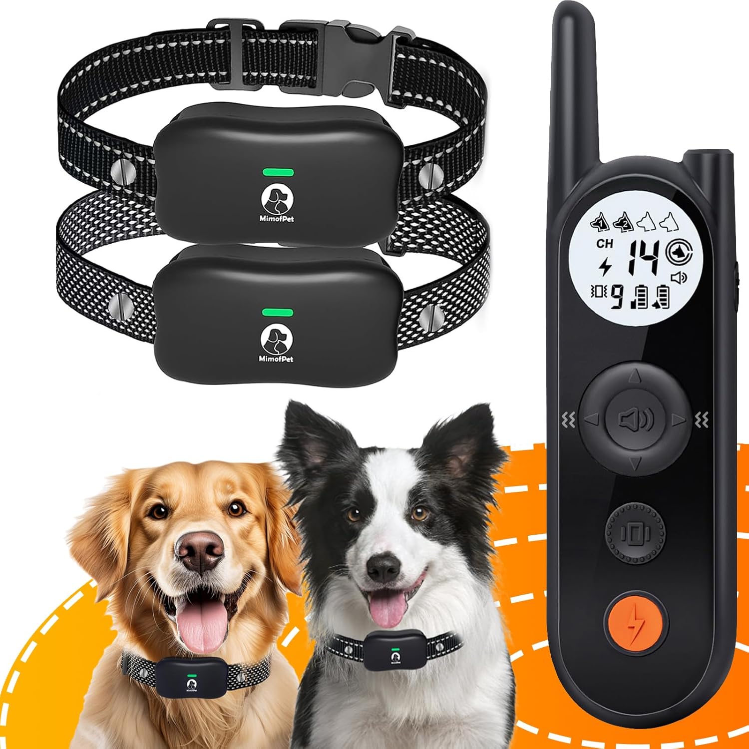 MIMOFPET Wireless Dog Fence System for 2 Dogs - Up to 3500ft Adjustable Electric Fence,Waterproof Training Collar Rechargeable,Pet Containment System for Large Medium Dogs