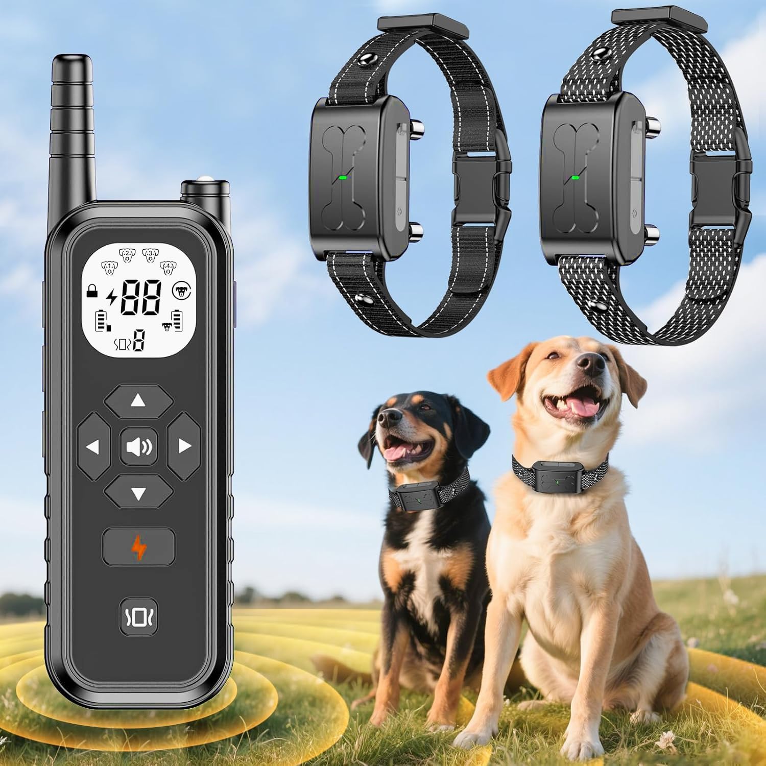 Wireless Dog Fence, Electric Fence, 185 Days Standby Training Collar, Flash Light  Waterproof Portable Dog Perimeter Collar with 3 Training Mode for 2 Dog Large Medium Upgraded Dark Grey for 2 Dog
