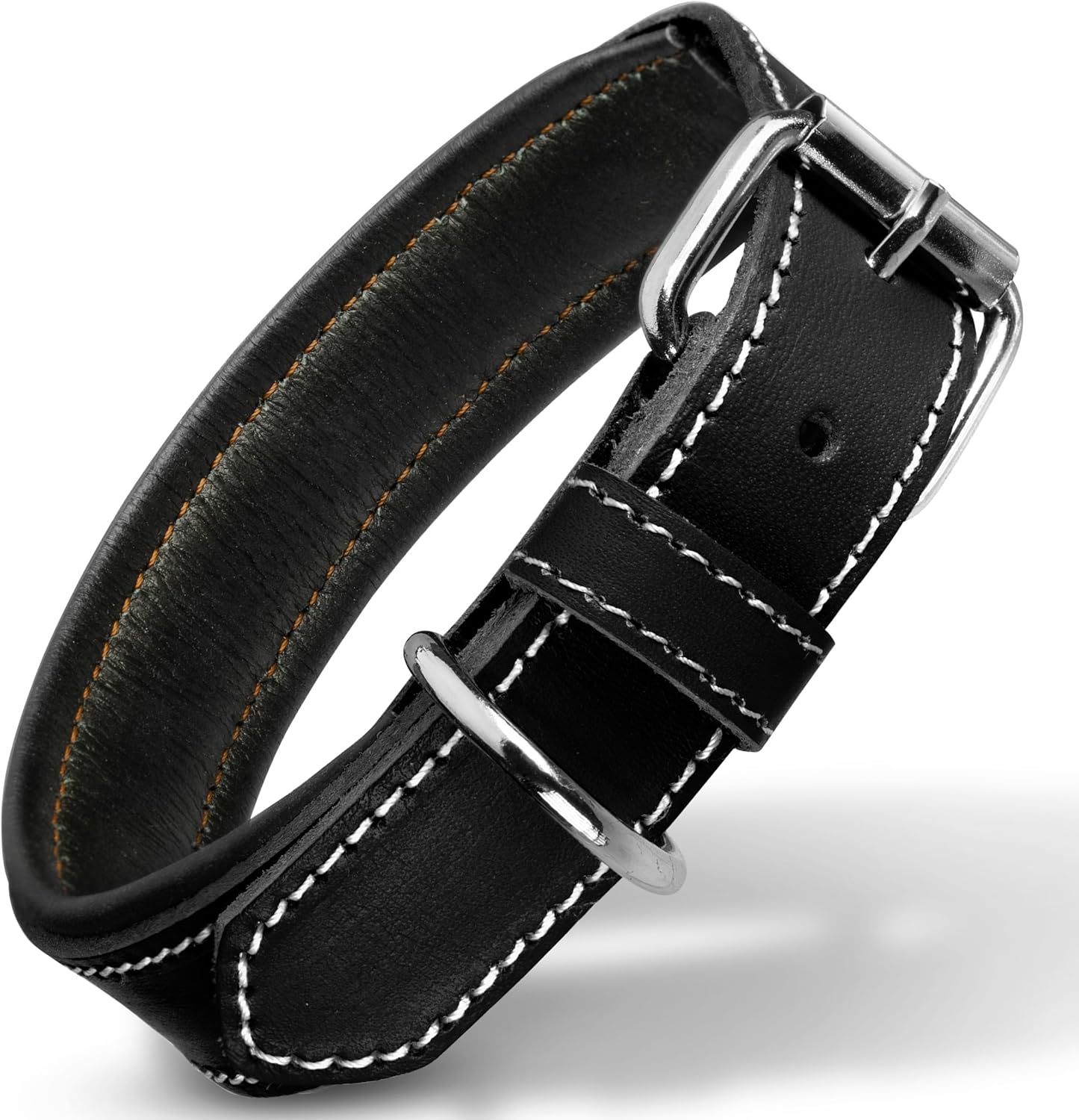 Filbert Leather Dog Collar, Genuine Leather Collar for Large Dogs, Premium, Luxury Padded, Strong, Adjustable for All Breeds, Heavy Metal Buckle, Ultra-Durable, Black Filbert Leather Dog Collar, Genuine Leather Collar for Large Dogs, Premium, Luxury Padded, Strong, Adjustable for All Breeds, Heavy Metal Buckle, Ultra-Durable, Black