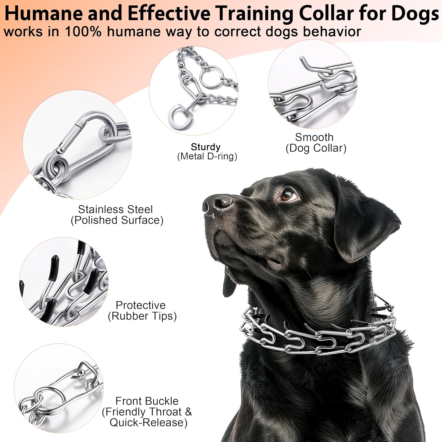 Stainless Steel Dog Training Collar, Quick Release Buckle, Adjustable Collar for Large Medium Small Dogs (Silver, XL Neck Girth 14.5-21.5) Stainless Steel Dog Training Collar, Quick Release Buckle, Adjustable Collar for Large Medium Small Dogs (Silver, XL Neck Girth 14.5-21.5)