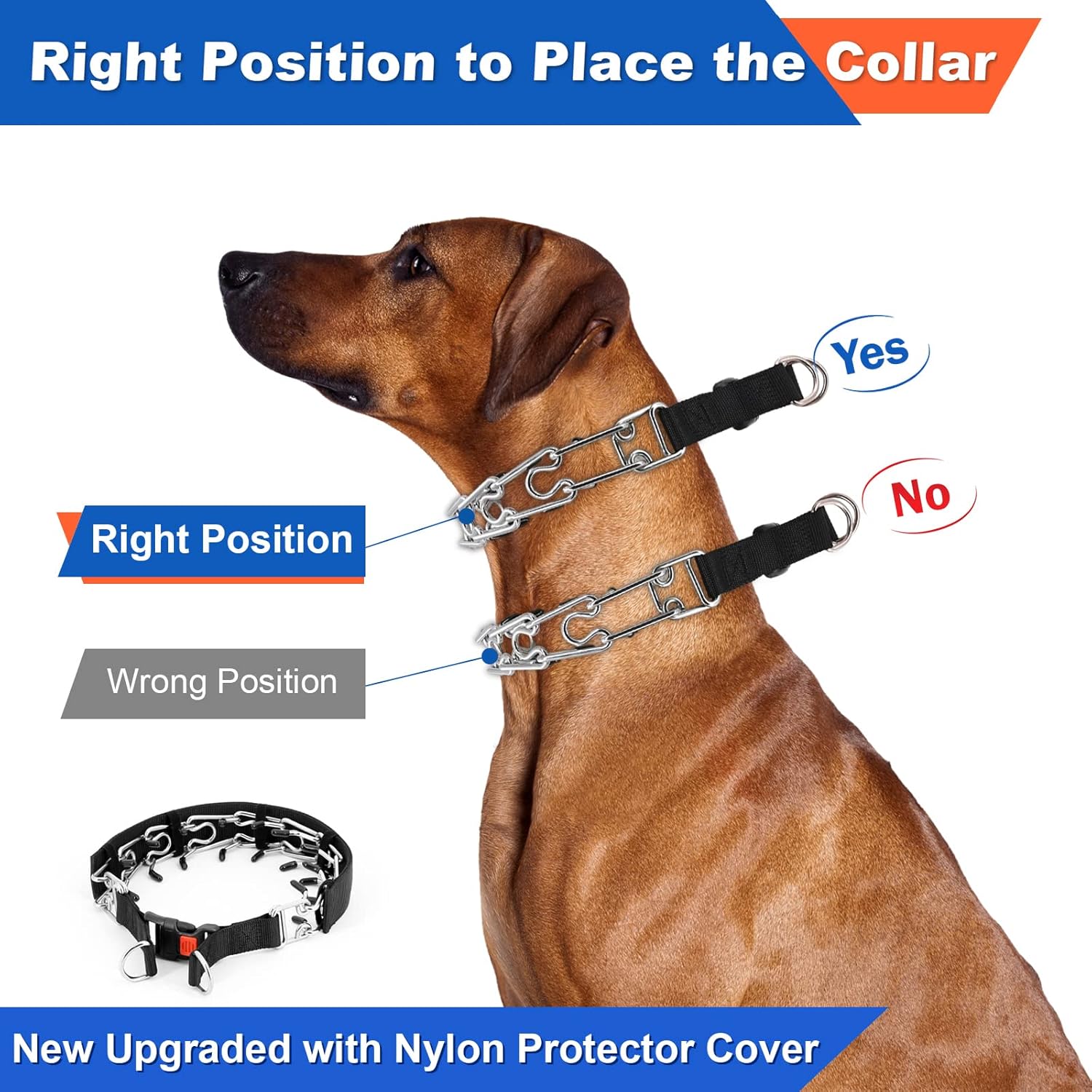 Supet Dog Prong Collar, Dog Choke Collar Adjustable Dog Pinch Collar with Quick Release Buckle/Nylon Cover for Small Medium Large Dogs Supet Dog Prong Collar, Dog Choke Collar Adjustable Dog Pinch Collar with Quick Release Buckle/Nylon Cover for Small Medium Large Dogs