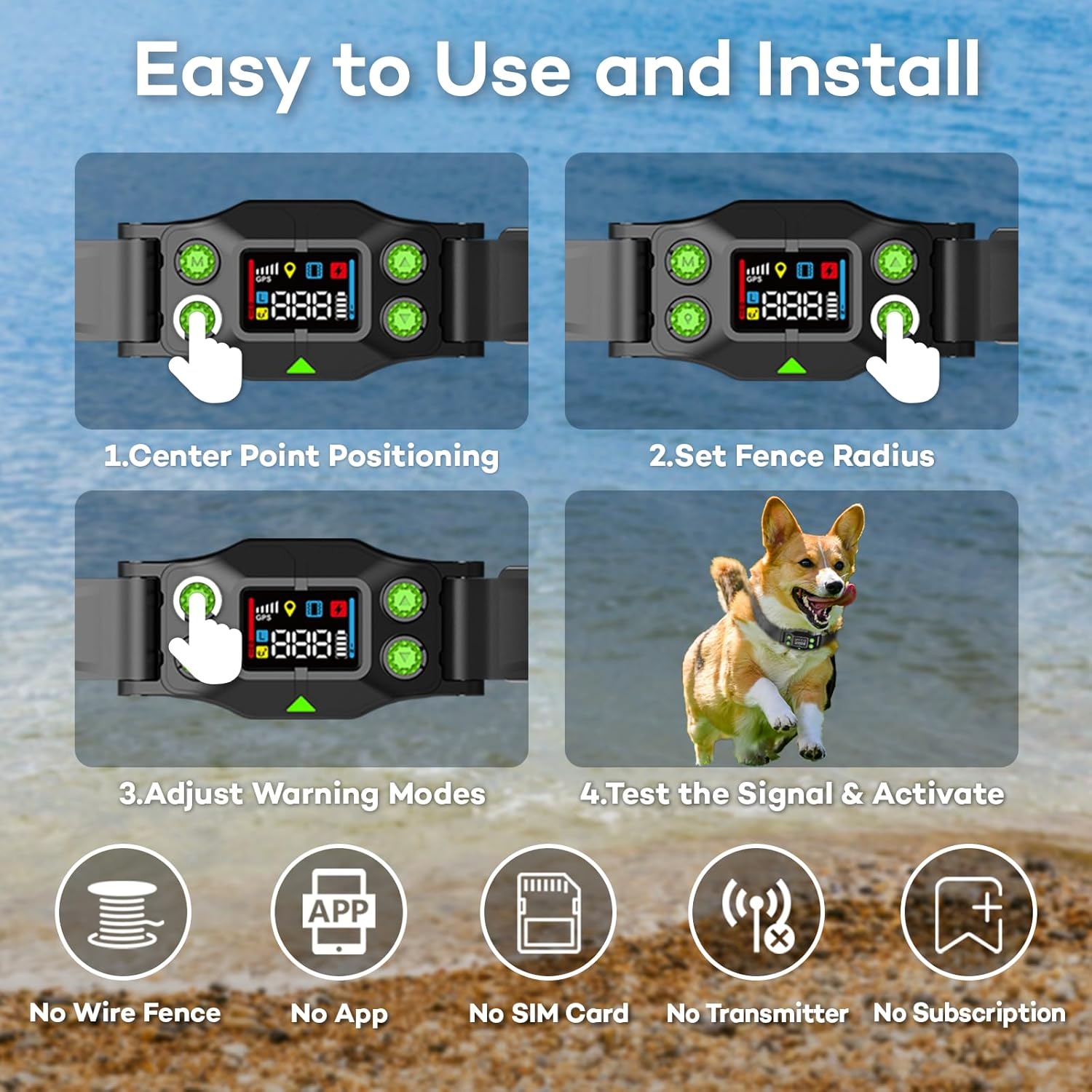 GPS Wireless Dog Fence, Rechargeable Electric Dog Collar with 3 Training Modes, Radius 25-999 Yards, IPX7 Waterproof Invisible Pet Containment System for Medium Large Dog, Outdoor Use GPS Wireless Dog Fence, Rechargeable Electric Dog Collar with 3 Training Modes, Radius 25-999 Yards, IPX7 Waterproof Invisible Pet Containment System for Medium Large Dog, Outdoor Use