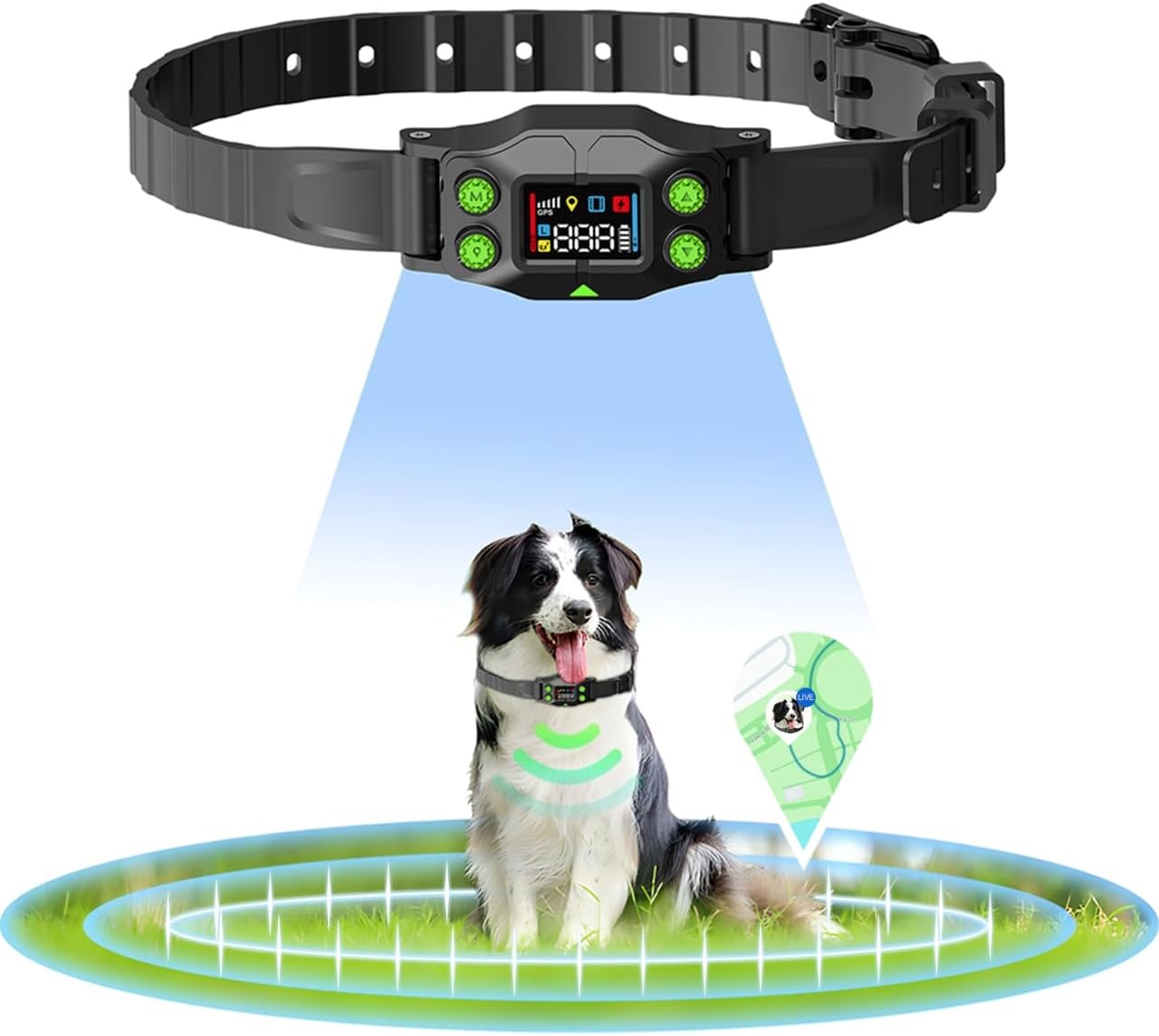 GPS Wireless Dog Fence, Rechargeable Electric Dog Collar with 3 Training Modes, Radius 25-999 Yards, IPX7 Waterproof Invisible Pet Containment System for Medium Large Dog, Outdoor Use GPS Wireless Dog Fence, Rechargeable Electric Dog Collar with 3 Training Modes, Radius 25-999 Yards, IPX7 Waterproof Invisible Pet Containment System for Medium Large Dog, Outdoor Use