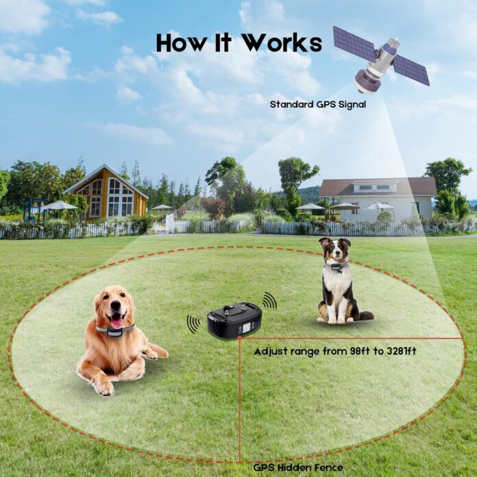 gps-wireless-dog-fenceelectric-dog-fence-for-outdooradjustable-warning-strength-rechargeablerange-98-3281ftpet-containme