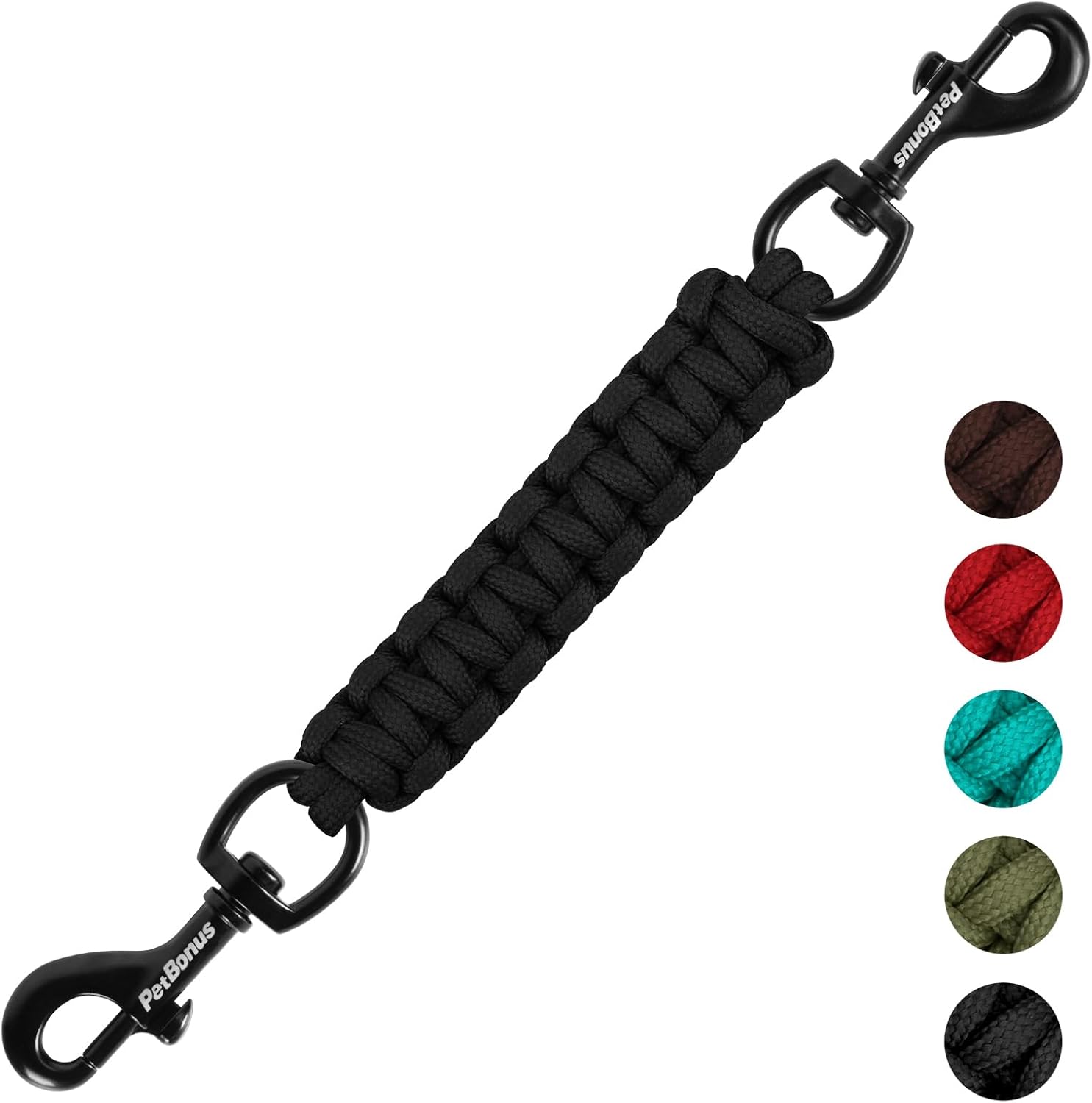 PetBonus Dog Collar Safety Clip, Handmade Backup Safety Strap for Dog Harness, Prong, Pinch Collar, Double Ended Clasp Leash Connector (Black) PetBonus Dog Collar Safety Clip, Handmade Backup Safety Strap for Dog Harness, Prong, Pinch Collar, Double Ended Clasp Leash Connector (Black)