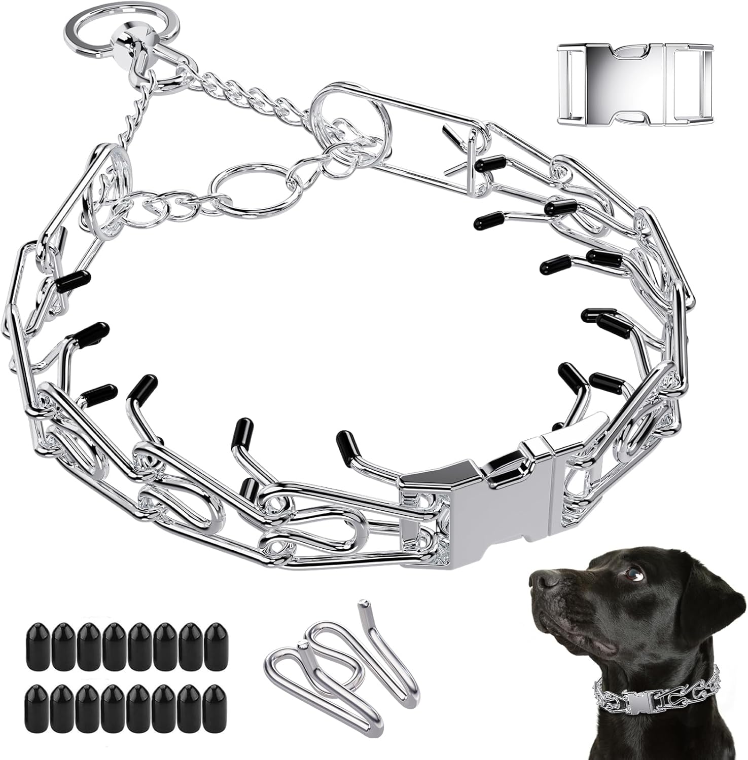 Supet Adjustable Prong Collar for Dogs No Pull Dog Pinch Collar, Dog Training Collar with Quick Release Buckle for Small Medium Large Dogs Supet Adjustable Prong Collar for Dogs No Pull Dog Pinch Collar, Dog Training Collar with Quick Release Buckle for Small Medium Large Dogs